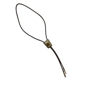 Vintage Brass Brown Braided Leather Bolo Tie